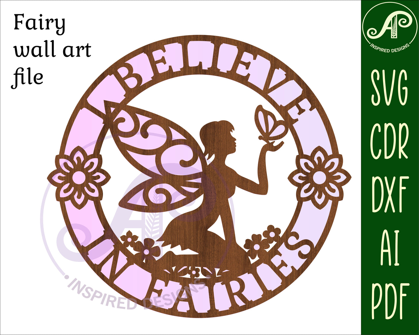 I believe in fairies wall sign design SVG / DXF / AI / PDF / CDR