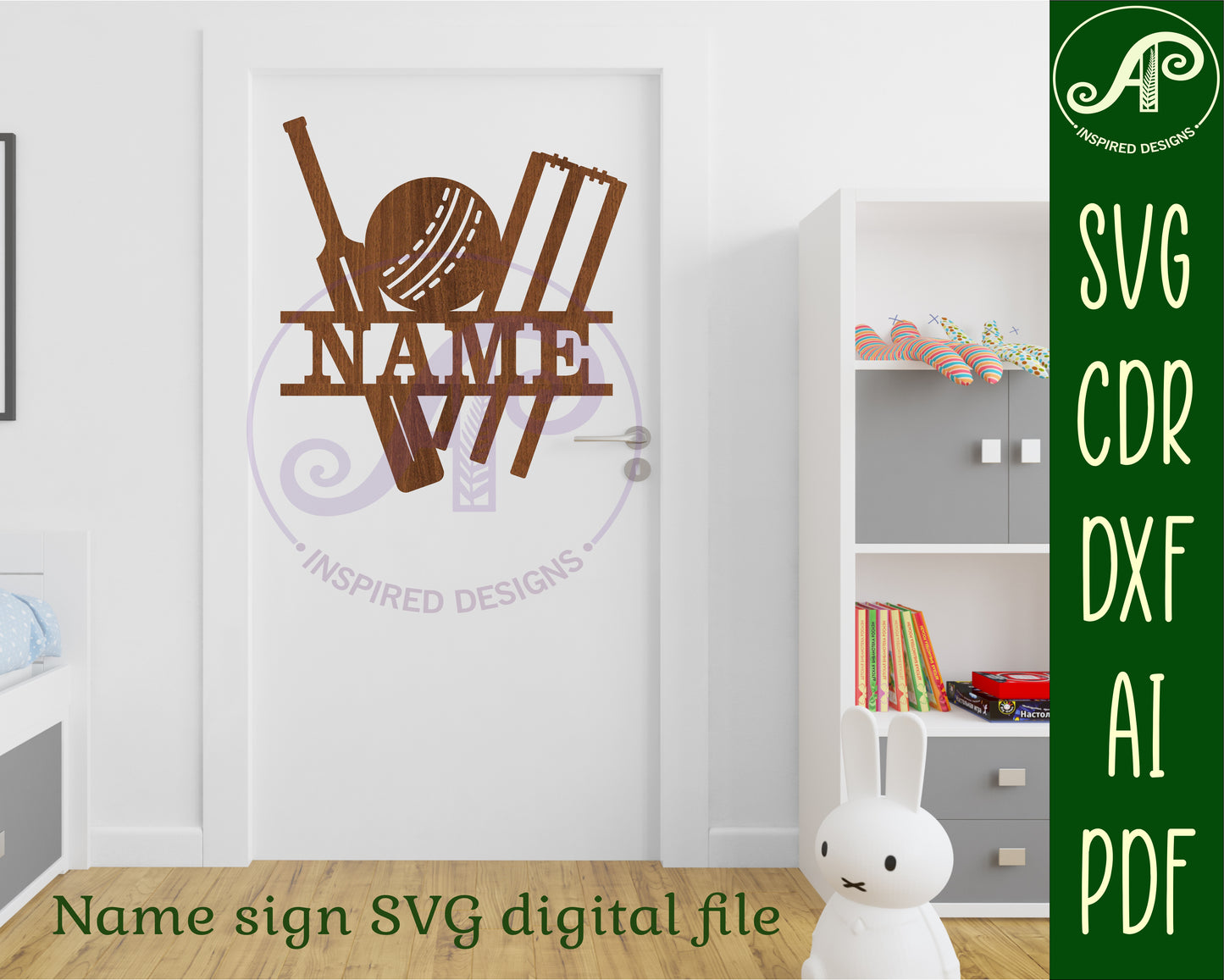 Cricket shape name sign SVG / DXF / AI / PDF / CDR