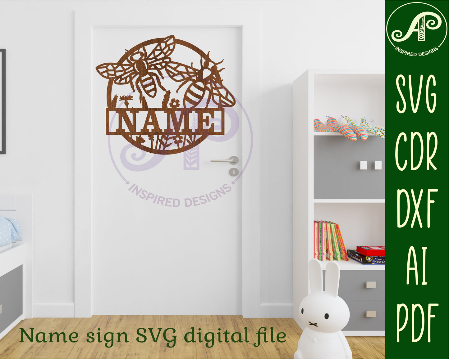 Detailed bees name wall sign. SVG / DXF / AI / PDF / CDR