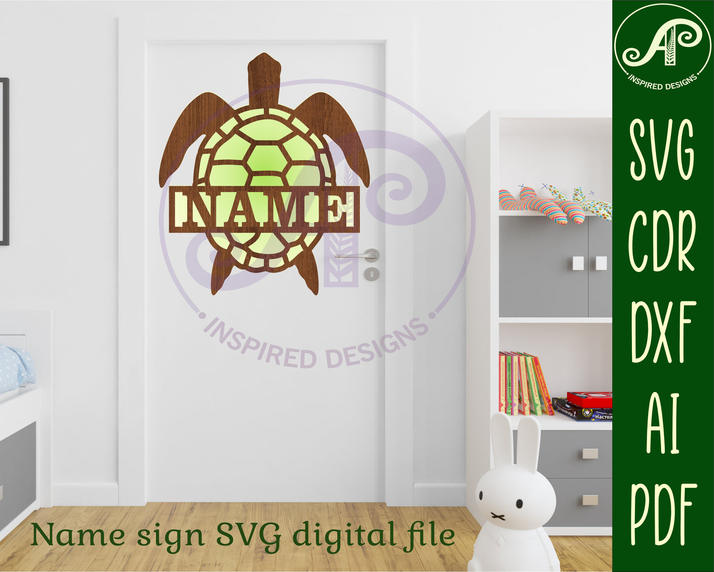 Detailed turtle shape name sign SVG / DXF / AI / PDF / CDR