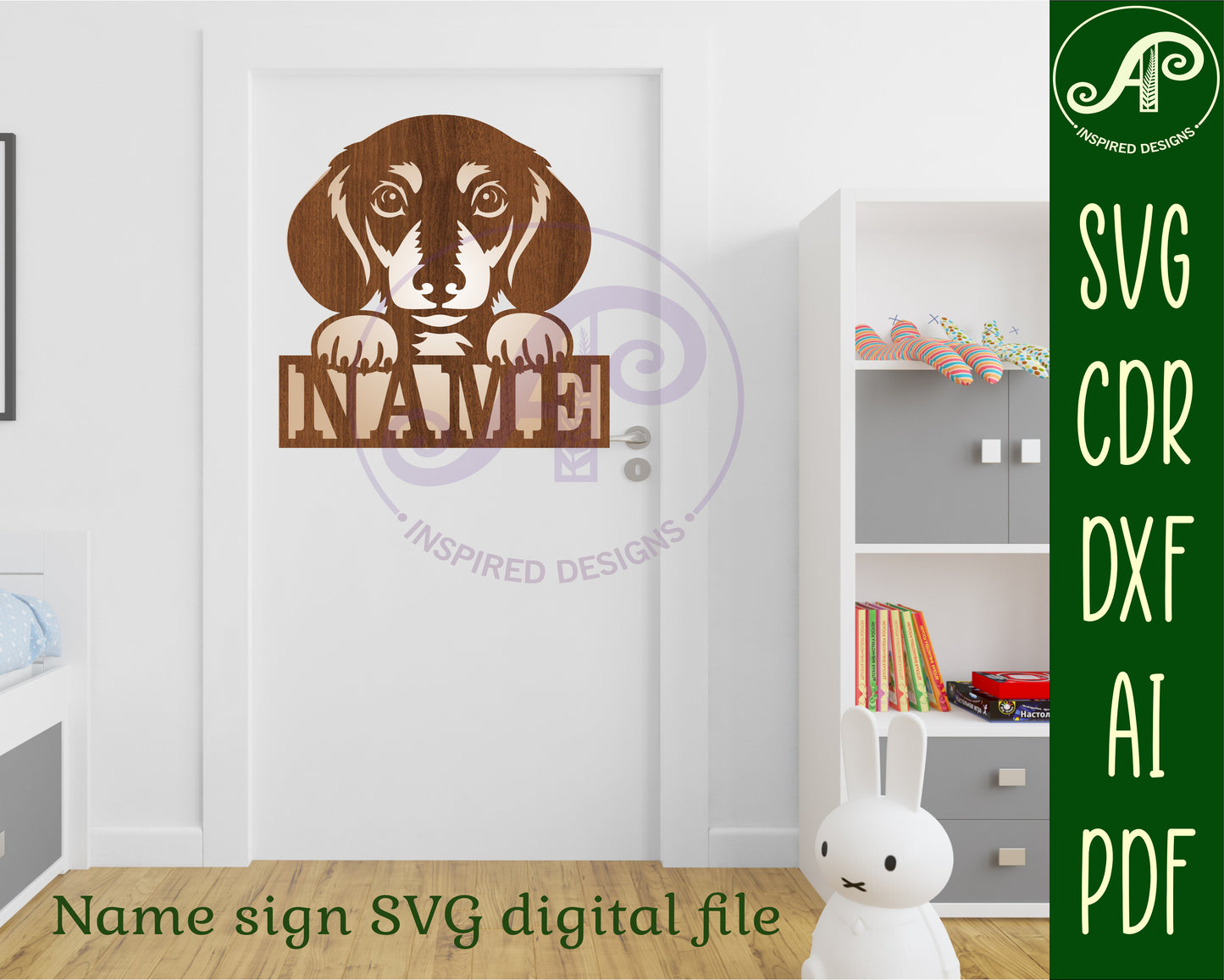 Dachshund dog design shape name sign SVG / DXF / AI / PDF / CDR