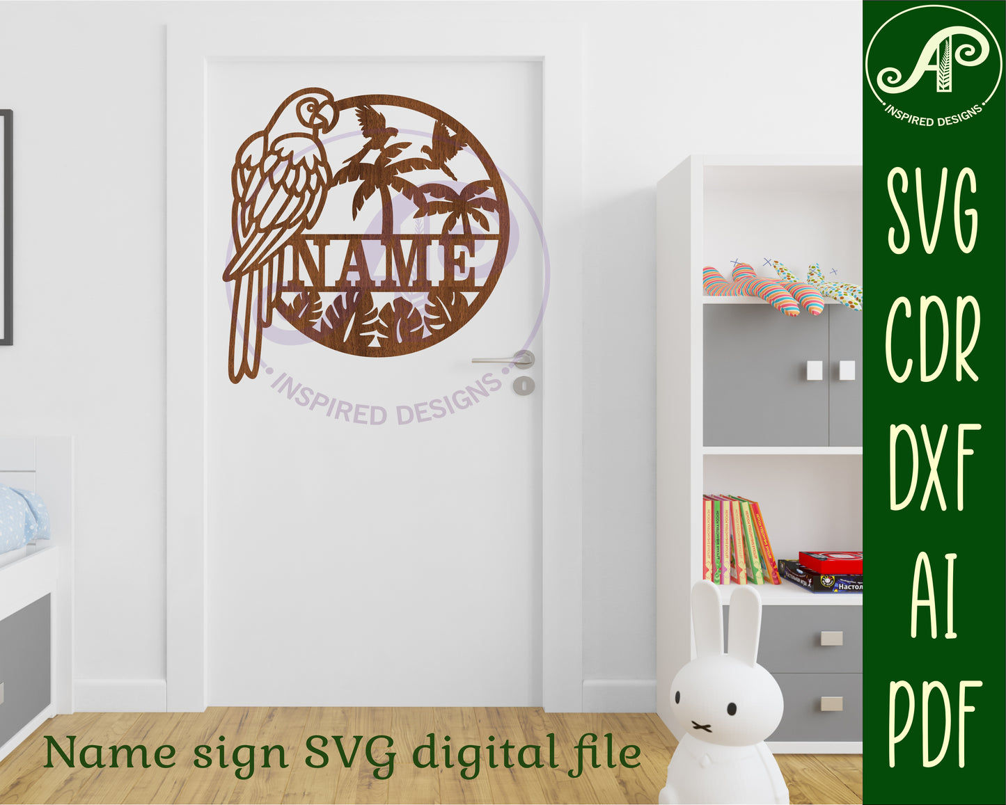 Parrot name wall sign. SVG / DXF / AI / PDF / CDR