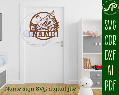 Dove name wall sign. SVG / DXF / AI / PDF / CDR