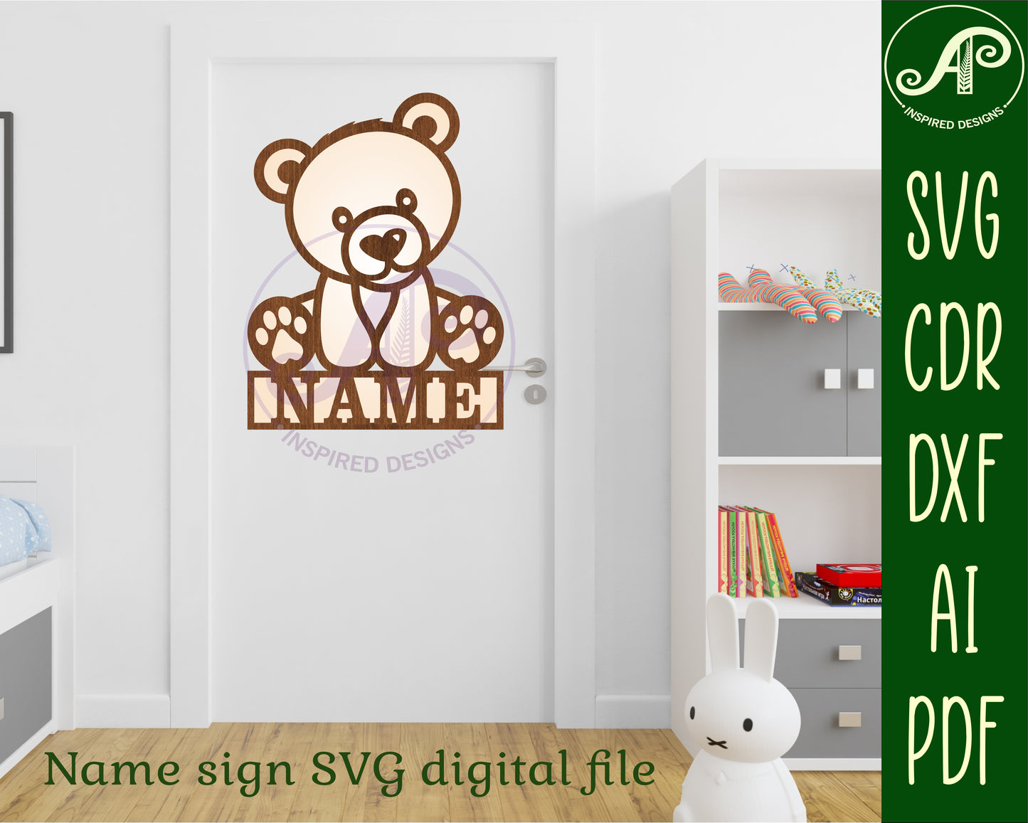 Bear shape name sign SVG / DXF / AI / PDF / CDR