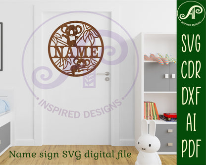 Koala name wall sign. SVG / DXF / AI / PDF / CDR