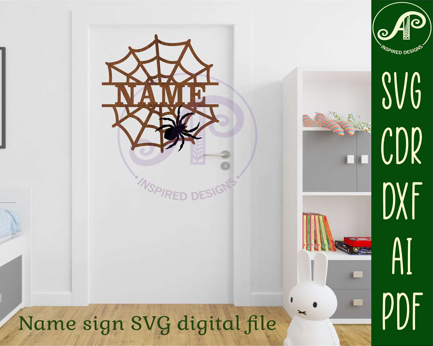 Spider web name sign SVG / DXF / AI / PDF / CDR