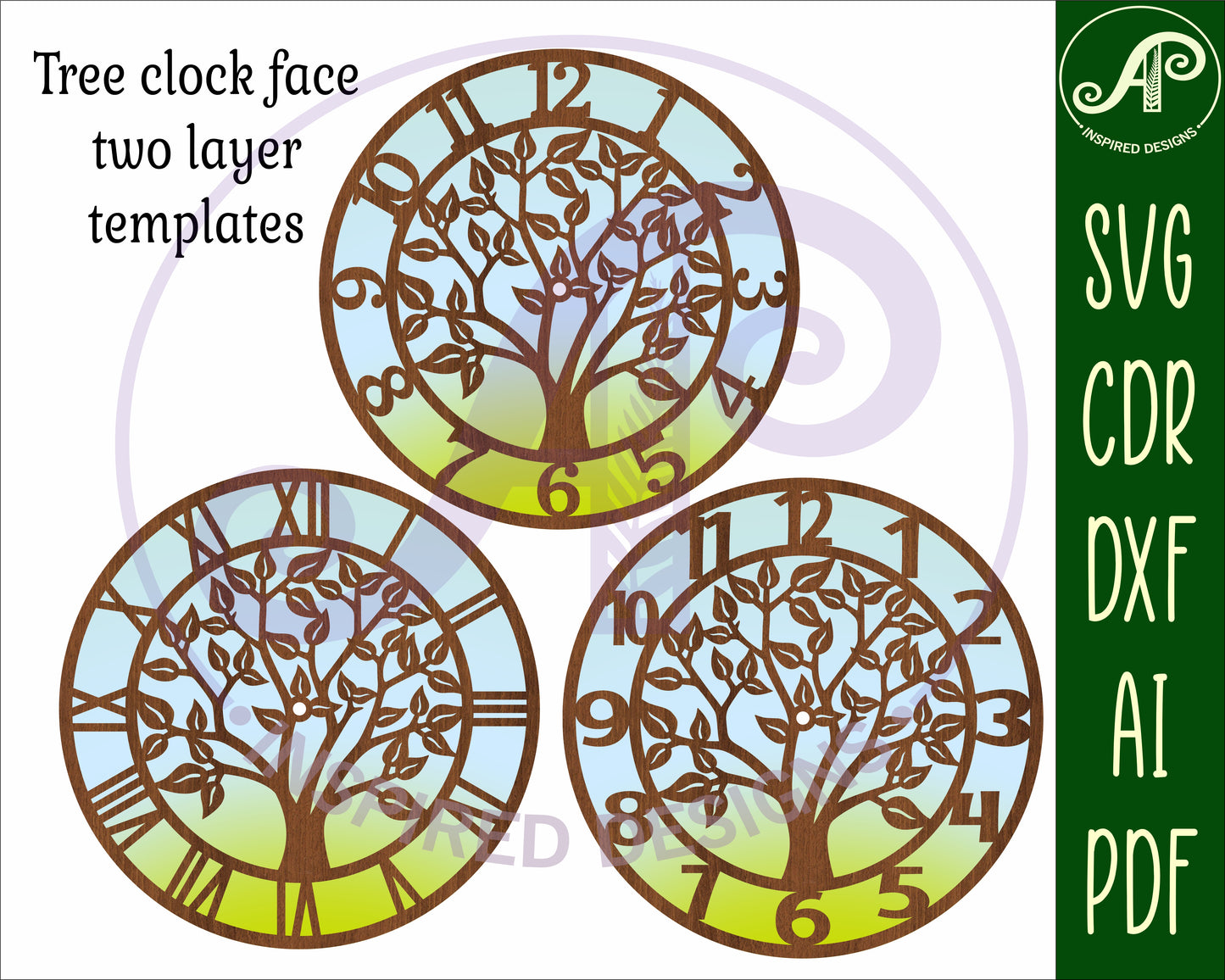 Tree wall clock template designs