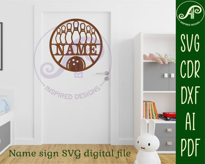 Bowling name wall sign. SVG / DXF / AI / PDF / CDR