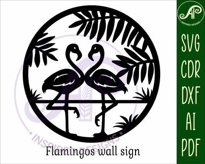 Flamingo wall sign design SVG / DXF / AI / PDF / CDR