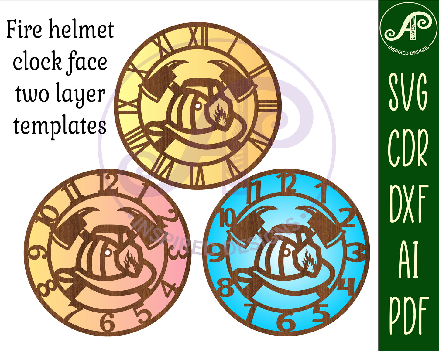 Fire helmet clock template design