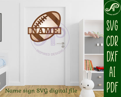 Football / Rugby Ball shape name sign SVG / DXF / AI / PDF / CDR