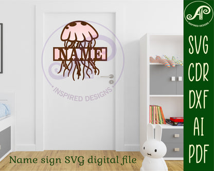 Jellyfish name sign SVG / DXF / AI / PDF / CDR