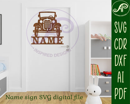 Classic car shape name sign SVG / DXF / AI / PDF / CDR