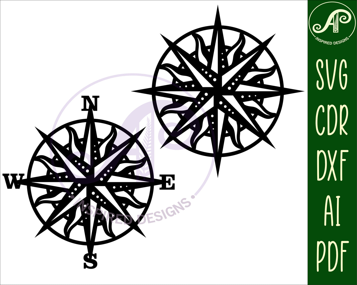 sun style compass wall sign design SVG / DXF / AI / PDF / CDR