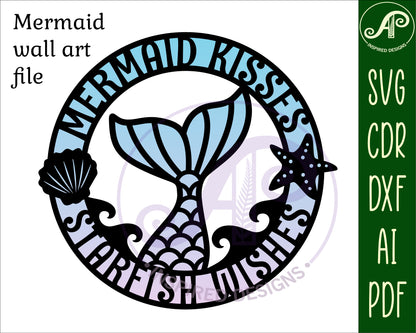 Mermaid kisses wall sign design SVG / DXF / AI / PDF / CDR