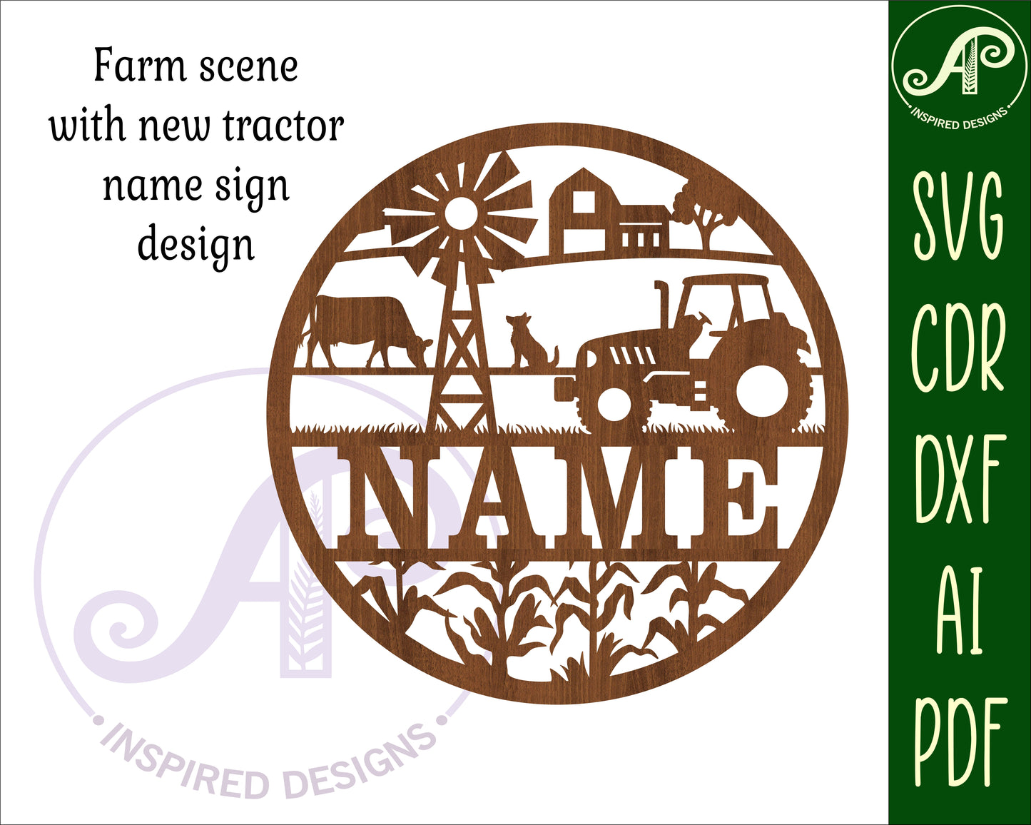 Farm scene name wall sign. SVG / DXF / AI / PDF / CDR