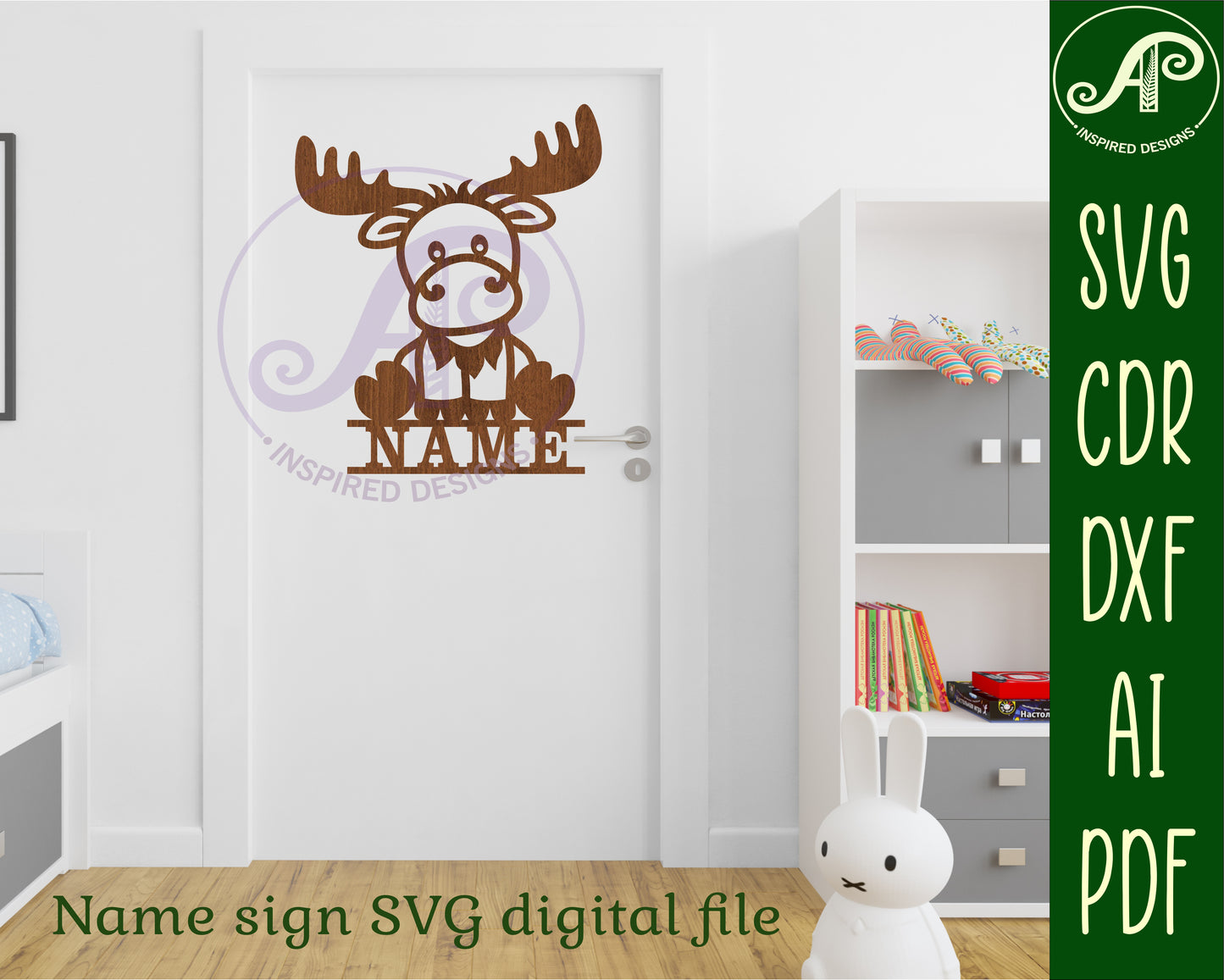 Moose shape name sign SVG / DXF / AI / PDF / CDR