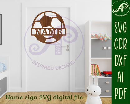 Soccer shape name sign SVG / DXF / AI / PDF / CDR