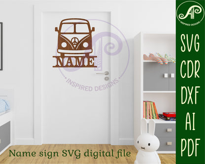 Vintage van name sign SVG / DXF / AI / PDF / CDR