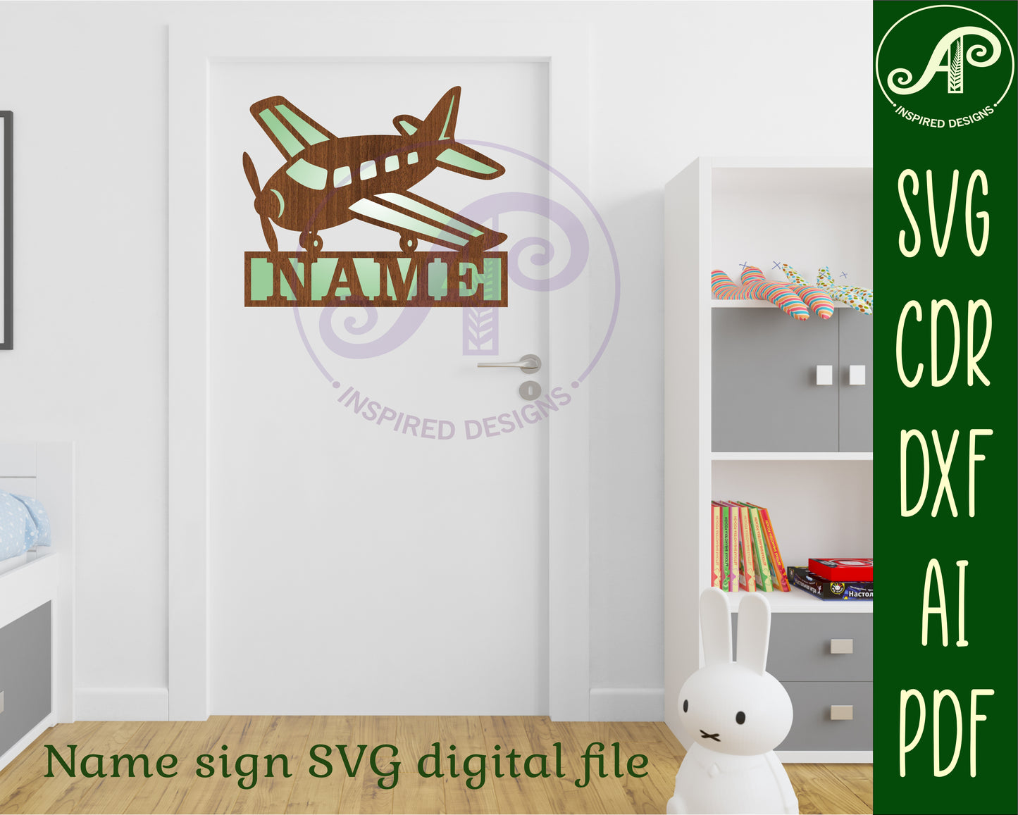 Airplane design shape name sign SVG / DXF / AI / PDF / CDR