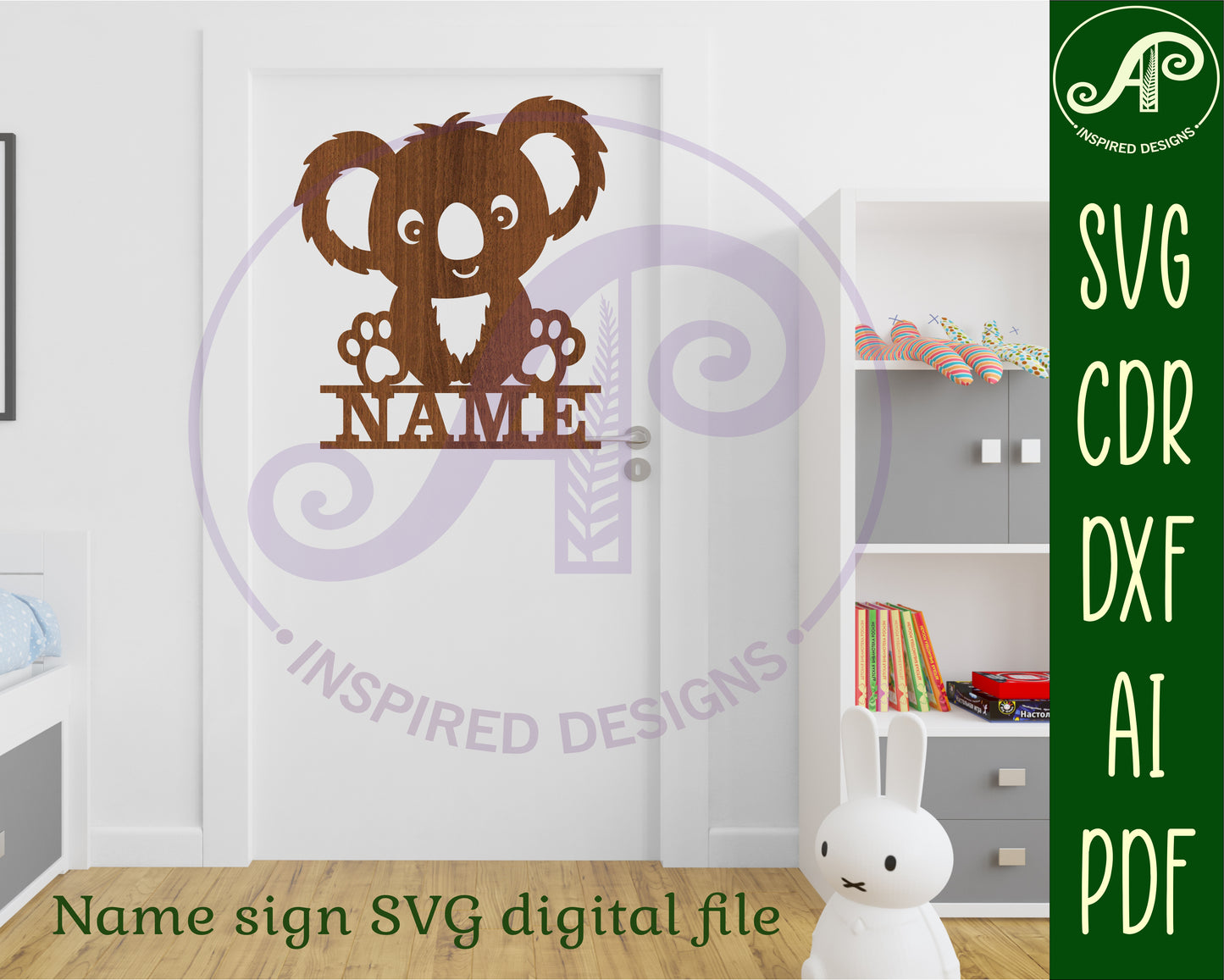 Koala shape name sign SVG / DXF / AI / PDF / CDR