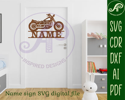 Motorcycle shape name sign SVG / DXF / AI / PDF / CDR