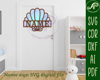 Seashell shape name sign design 2 SVG / DXF / AI / PDF / CDR