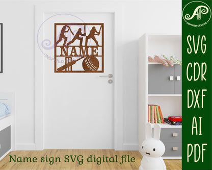 Cricket name wall sign. SVG / DXF / AI / PDF / CDR