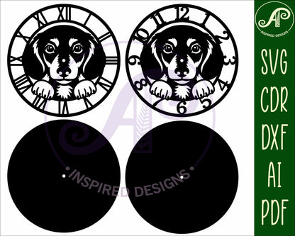 Dachshund dog wall clock template designs