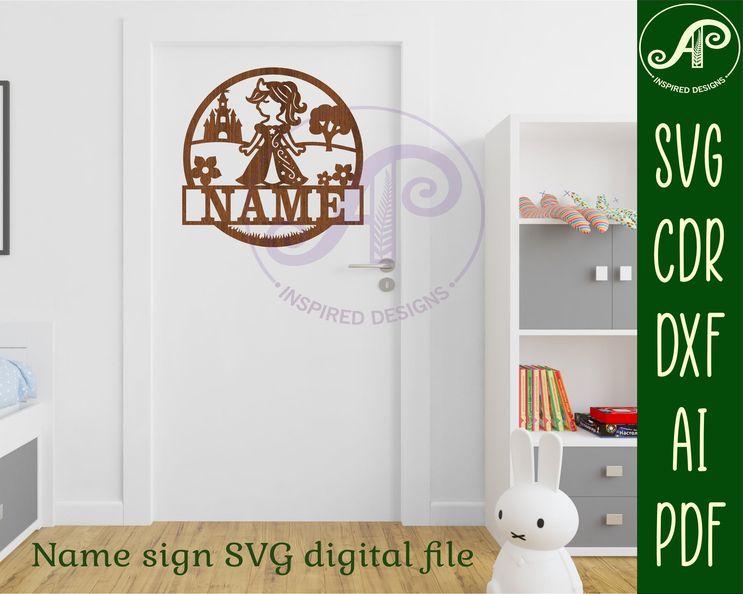 Princess name wall sign. SVG / DXF / AI / PDF / CDR