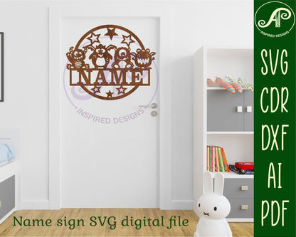 Monsters name wall sign. SVG / DXF / AI / PDF / CDR