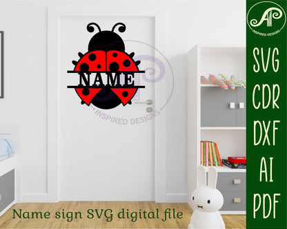 Ladybug two layer shape name sign SVG / DXF / AI / PDF / CDR