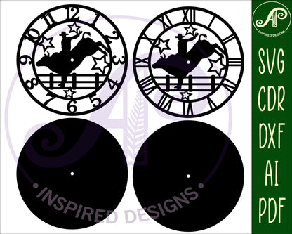 Bull rider clock template design