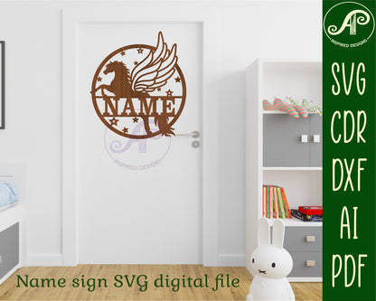 Pegasus name wall sign. SVG / DXF / AI / PDF / CDR