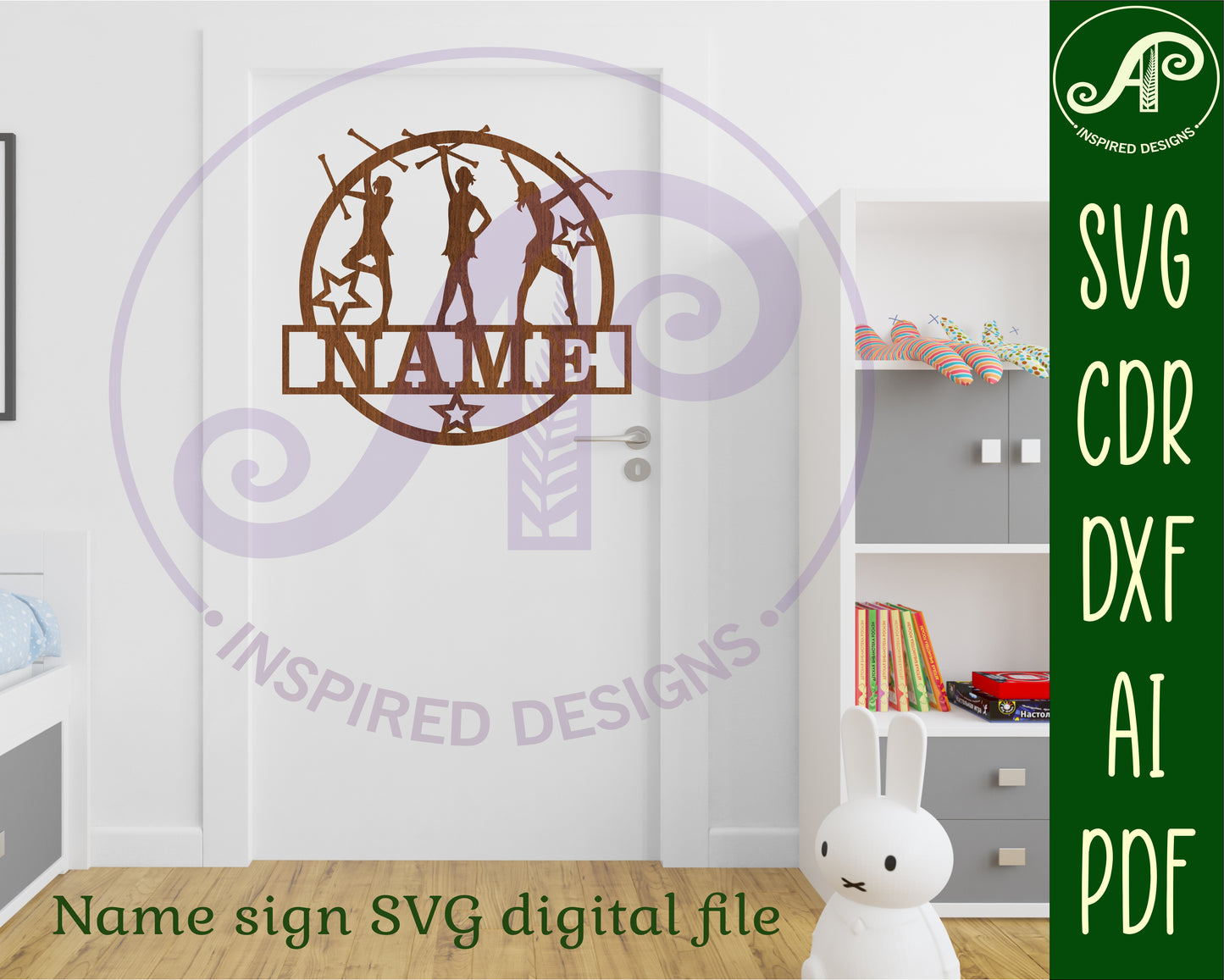 Majorette name wall sign. SVG / DXF / AI / PDF / CDR