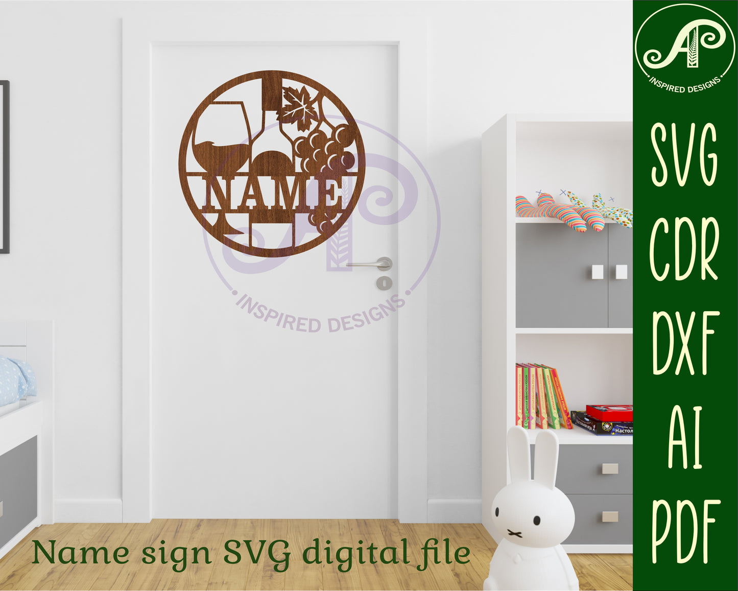 Wine name wall sign. SVG / DXF / AI / PDF / CDR