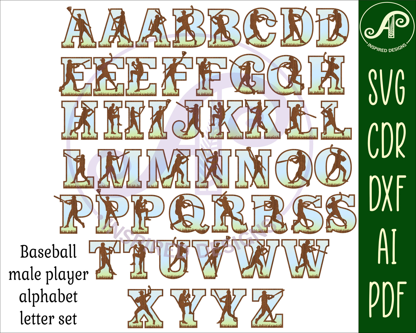 Baseball alphabet letter set. 50 letter options