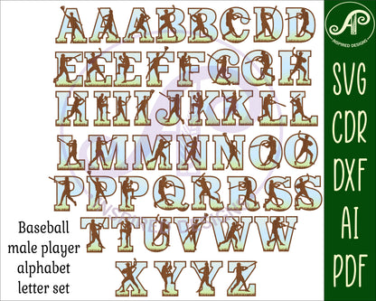 Baseball alphabet letter set. 50 letter options