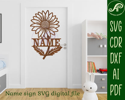 Daisy flower shape name sign SVG / DXF / AI / PDF / CDR