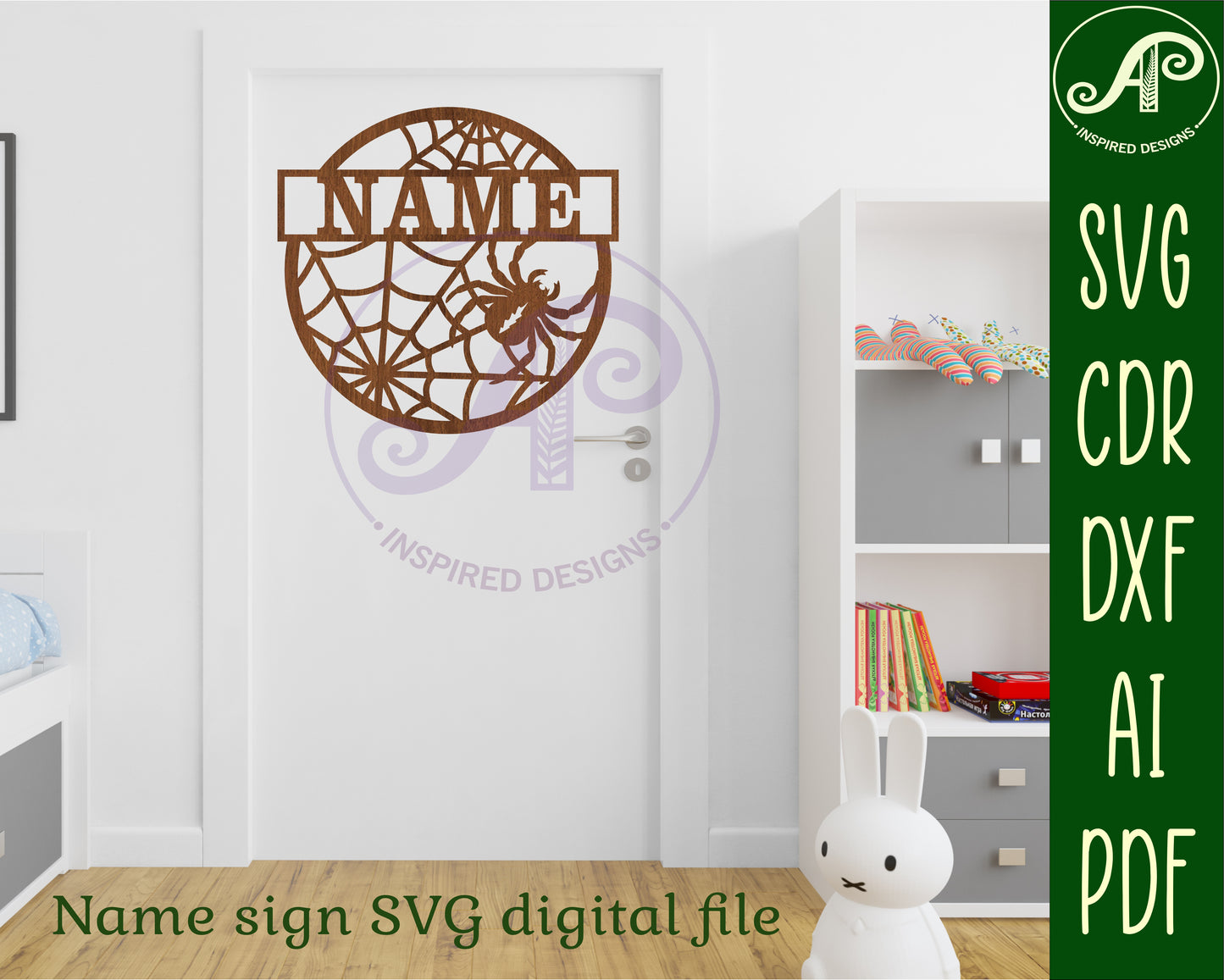 Spider name wall sign. SVG / DXF / AI / PDF / CDR