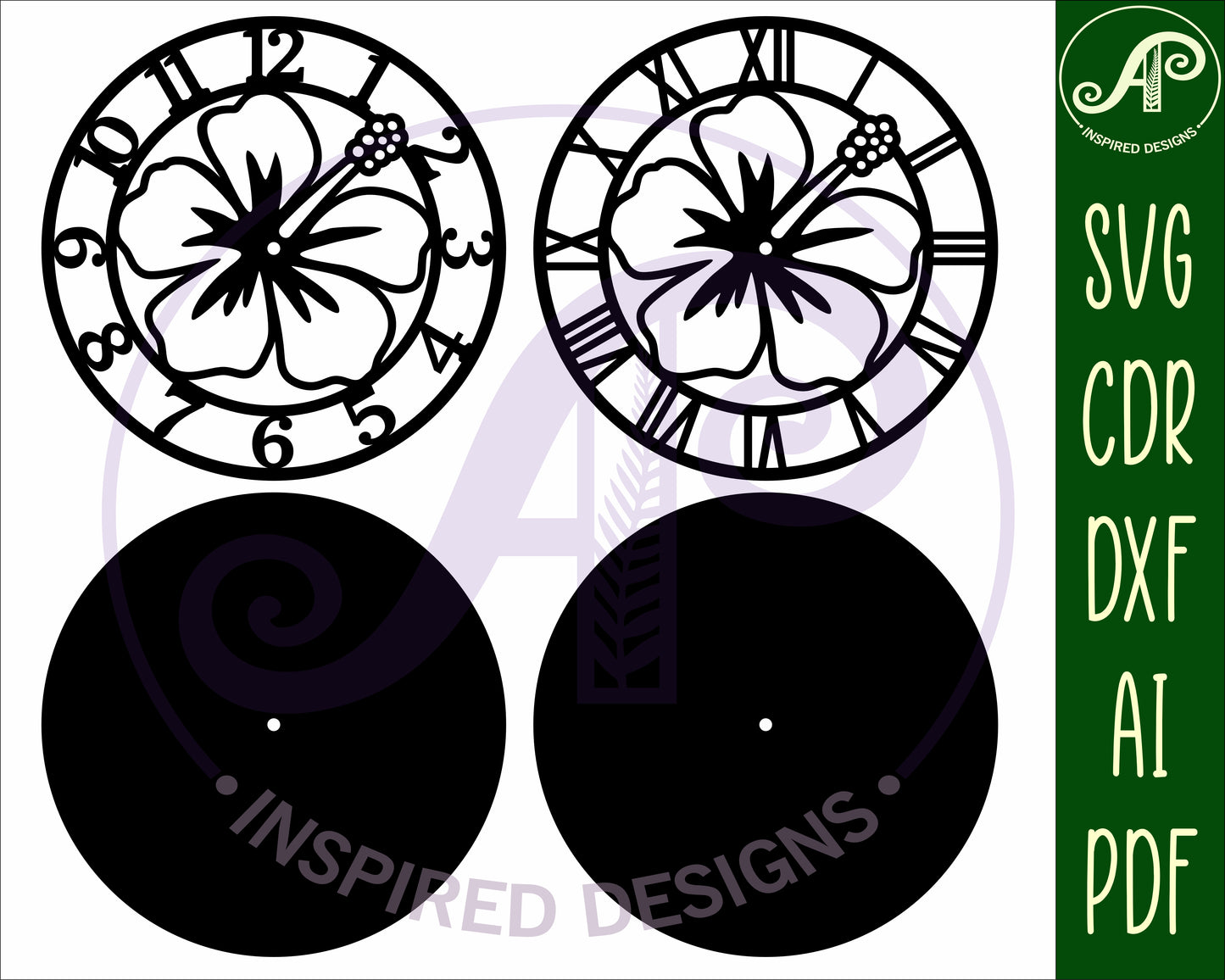 Hibiscus clock template design