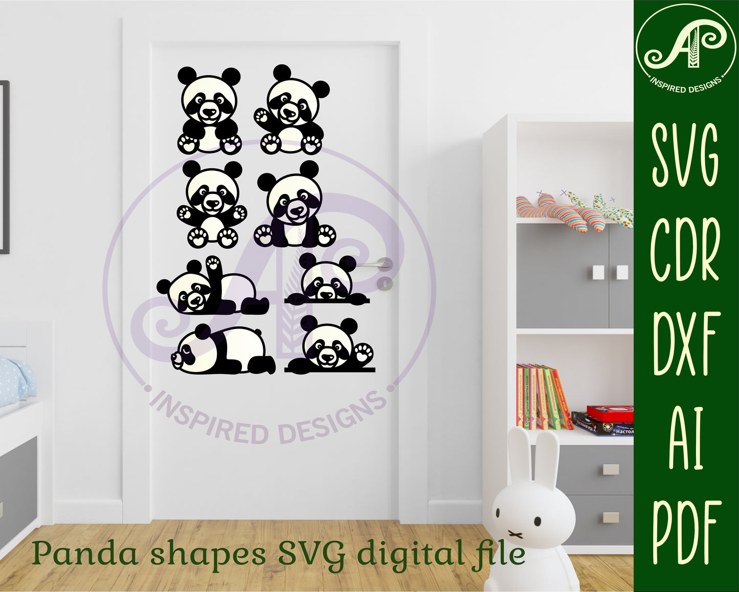 Panda designs, 8 two layer shapes