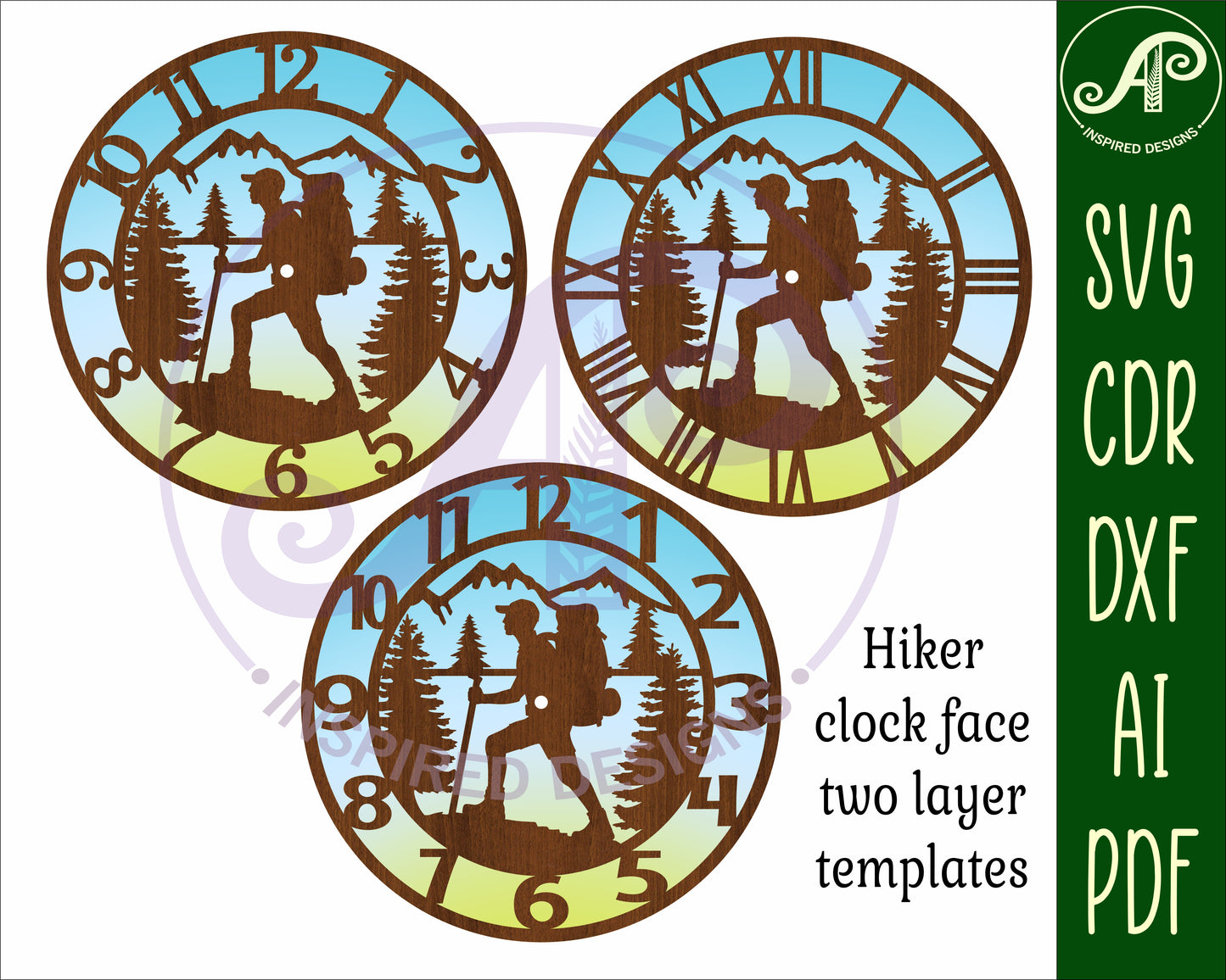 Hiking wall clock template designs