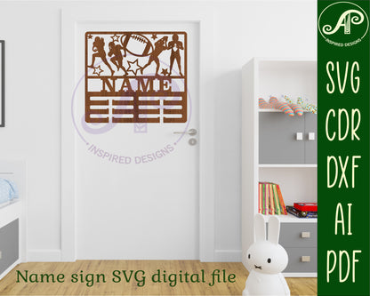 American football medal holder sign SVG / DXF / AI / PDF / CDR