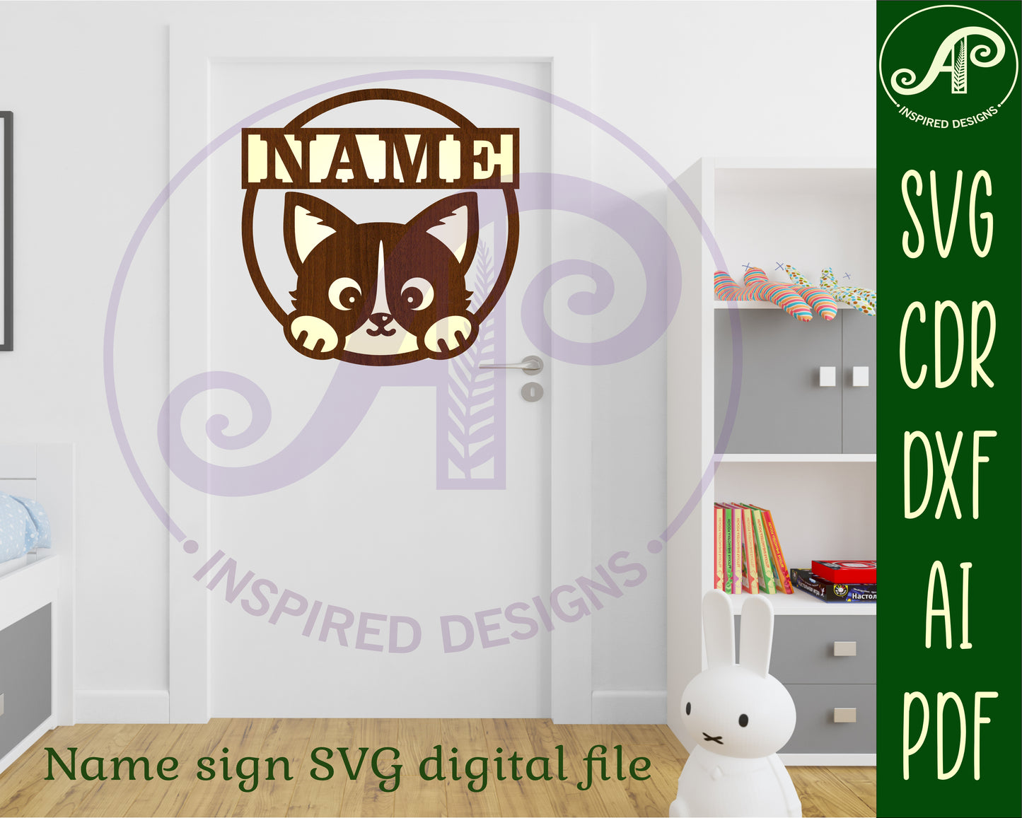 Cat name wall sign. SVG / DXF / AI / PDF / CDR