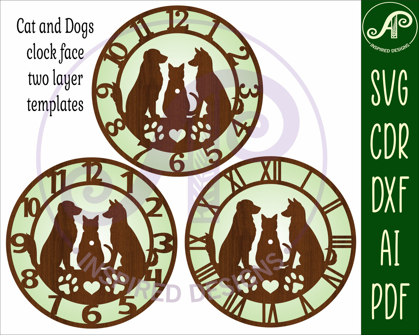 Cat and Dogs clock template design