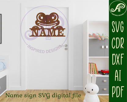 Frog name sign SVG / DXF / AI / PDF / CDR