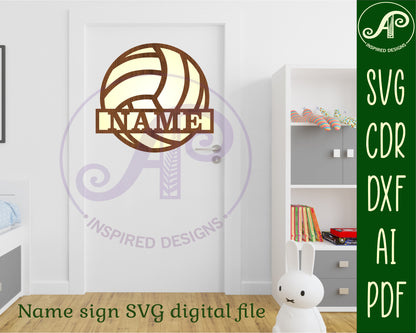 Volleyball shape name sign SVG / DXF / AI / PDF / CDR