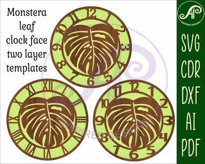 Monstera leaf wall clock template design