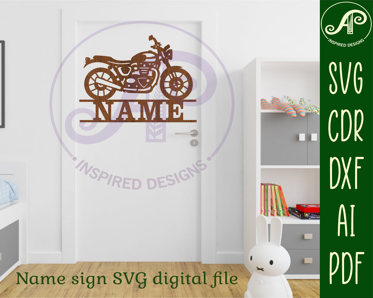 Motorbike shape name sign SVG / DXF / AI / PDF / CDR